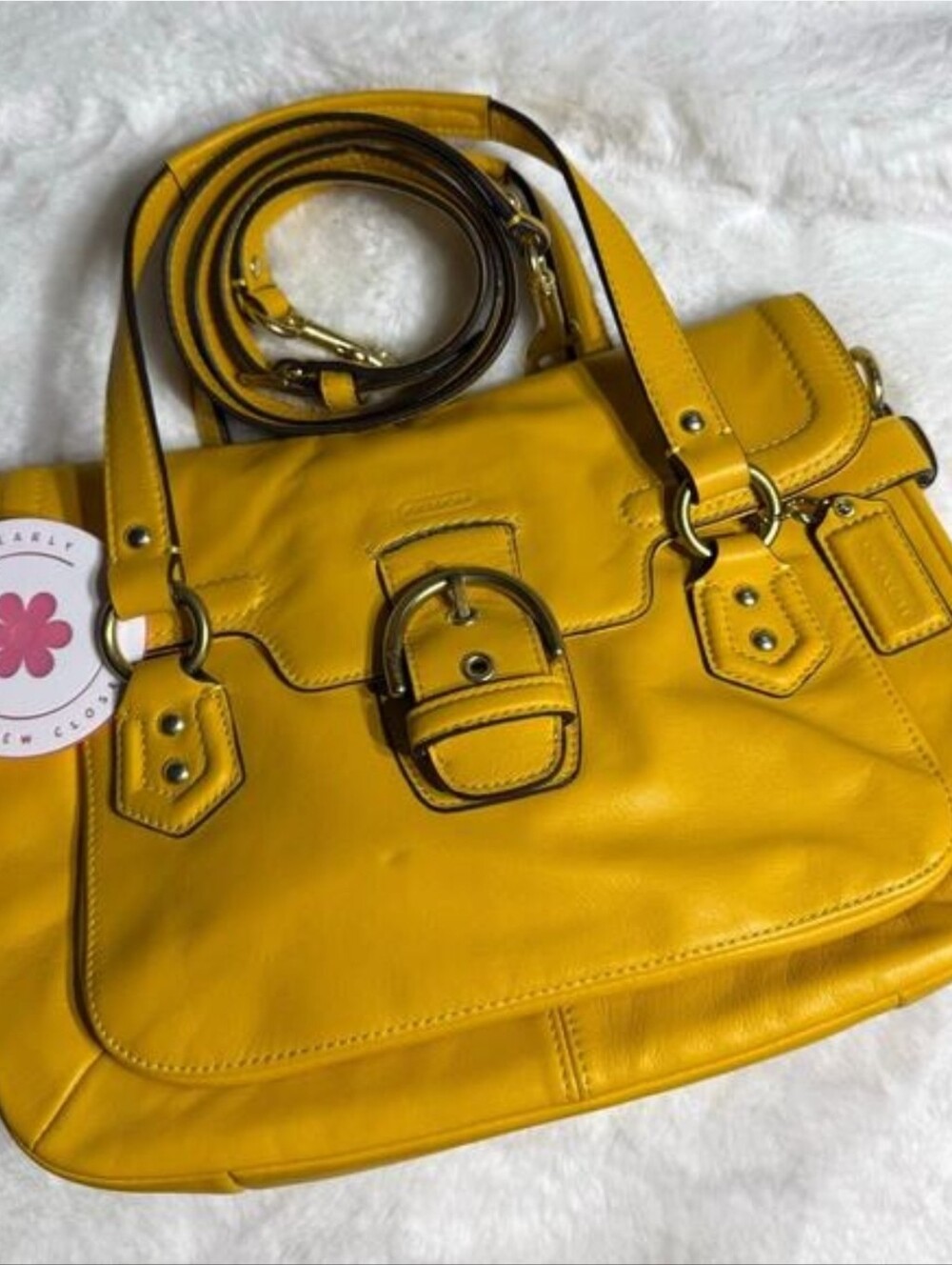 COACH Campbell Flap Satchel Yellow Shoulder Bag